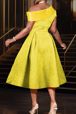 Pink Prom Solid Color Patchwork Oblique Collar Evening Dresses