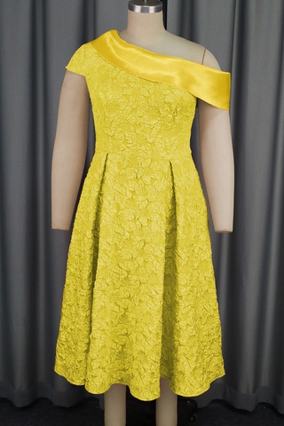 Pink Prom Solid Color Patchwork Oblique Collar Evening Dresses