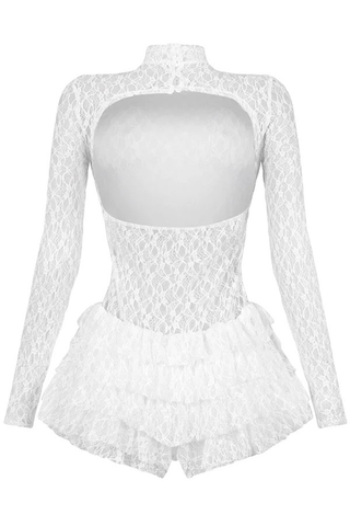 White Sexy Solid Color Backless O Neck Skinny Rompers