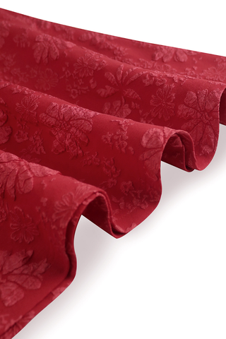 Red Elegant Jacquard Asymmetrical Collar Long Dresses