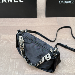 Black Casual Daily Letters Zipper Bags