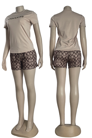 Black Casual Print O Neck Short Sleeve Two Pieces