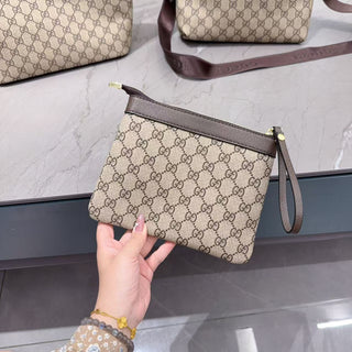 Khaki Casual Daily Letters Zipper Bags