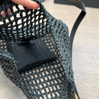 Black Casual Daily Letters Weave Bags