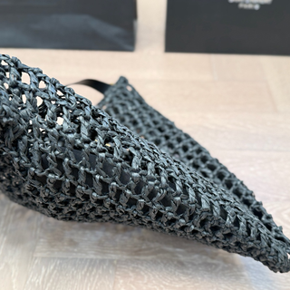 Black Casual Daily Letters Weave Bags