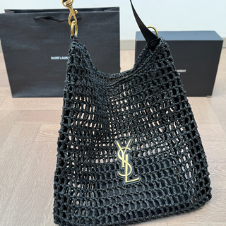 Black Casual Daily Letters Weave Bags