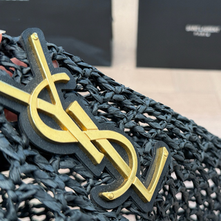 Black Casual Daily Letters Weave Bags