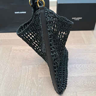 Black Casual Daily Letters Weave Bags