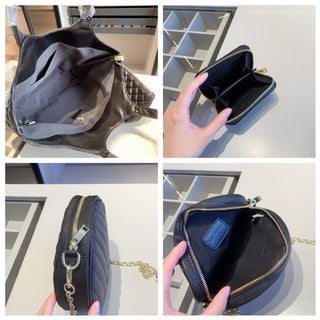 Black Casual Daily Letters Chains Zipper Bags