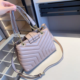 Khaki Pink Casual Daily Letters Chains Bags