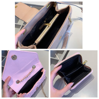 Khaki Pink Casual Daily Letters Chains Bags