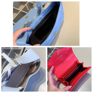 Blue Casual Daily Letters Metal Accessories Trim Bags