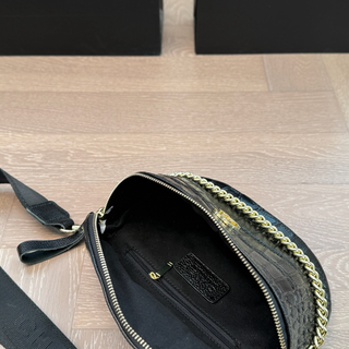 Black Casual Daily Letters Chains Zipper Bags