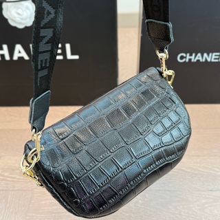 Black Casual Daily Letters Chains Zipper Bags