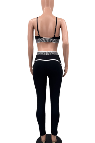 Black Casual Sportswear Letters Spaghetti Strap Sleeveless Two Pieces