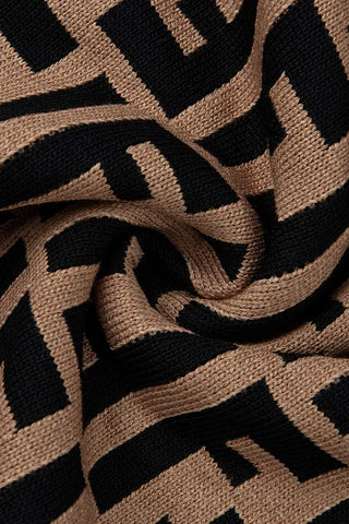 Coffee Fashion Street Letter Patchwork O Neck Tops