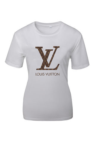 White Fashion Print Patchwork O Neck T-Shirts