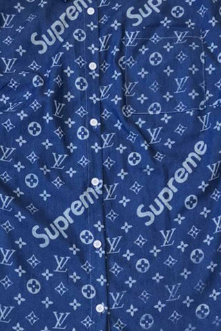 The cowboy blue Casual Vintage Print Letter Turndown Collar Tops