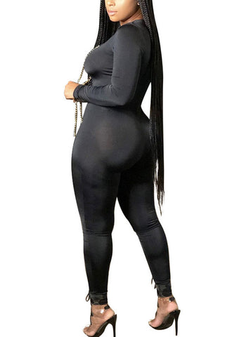 Purple Fashion Street Adult Milk Fiber Solid Frenulum V Neck Skinny Jumpsuits