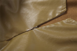 Women Autumn/Winter Sexy V-Neck Pu-Leather Slip-on Jumpsuit