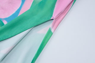 Beach Holidays Style Tie Dye Multi-Color Sexy Low Back Sleeveless Side Slit Long Dress