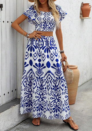 Women's Casual print dress two-piece skirt set