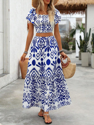 Women's Casual print dress two-piece skirt set
