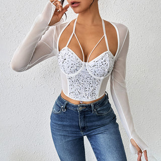 Women Summer Sexy Lace Shirt Underwire Top