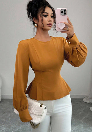 Women's Fashion Slim Waist Long Sleeve Blouse