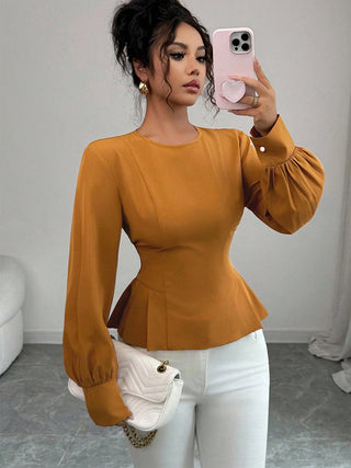 Women's Fashion Slim Waist Long Sleeve Blouse