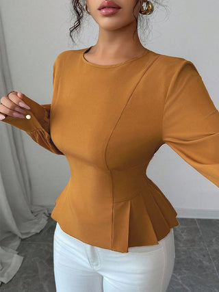 Women's Fashion Slim Waist Long Sleeve Blouse