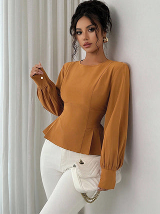 Women's Fashion Slim Waist Long Sleeve Blouse