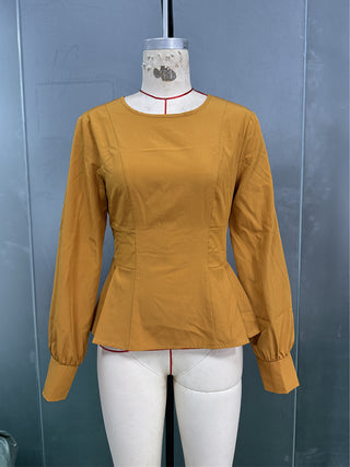 Women's Fashion Slim Waist Long Sleeve Blouse