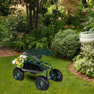 Deep Green Short Handle Garden Seat Car
