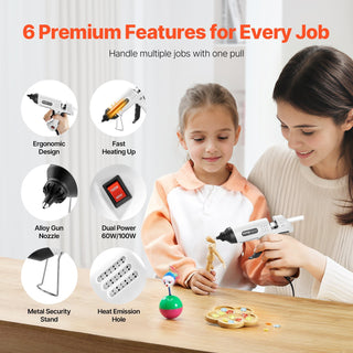 VEVOR Hot Glue Gun,  Dual Power, Mini Hot Glue Gun With 20 Premium Glue Sticks And Oxford Cloth Bag, Fast Preheating & High Temp Melt Glue Gun For Crafts, Arts, DIY, Quick Home Repairs, White