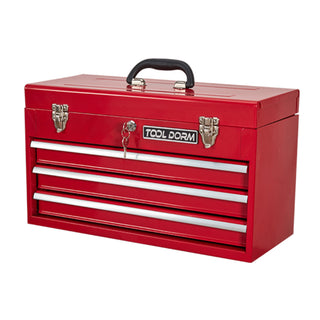 20.3inch Metal Tool Box With 2-4 Drawers Portable Steel Tool Chest With Metal Cylinder Lock And Latch Closure, Black And Red Two Color Powder Coating, Suitable For Garage, Warehouse
