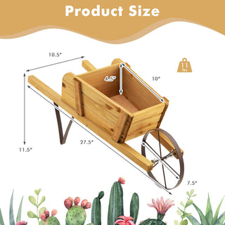 Wooden Wagon Planter With 9 Magnetic Accessories For Garden Yard