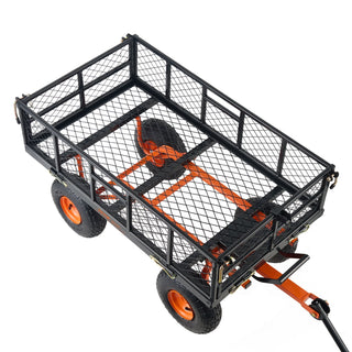 VEVOR Dump Cart, Metal Garden Dump Cart With Easy To Assemble Frame, Dump Wagon With 2-in-1 Convertible Handle, Utility Wheelbarrow 400 Lbs Capacity, 10 Inch Tires
