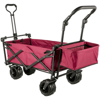 VEVOR Extra Large Collapsible Garden Cart With Removable Canopy, Folding Wagon Utility Carts With Wheels And Rear Storage, Wagon Cart For Garden, Camping, Grocery Cart, Shopping Cart, Red